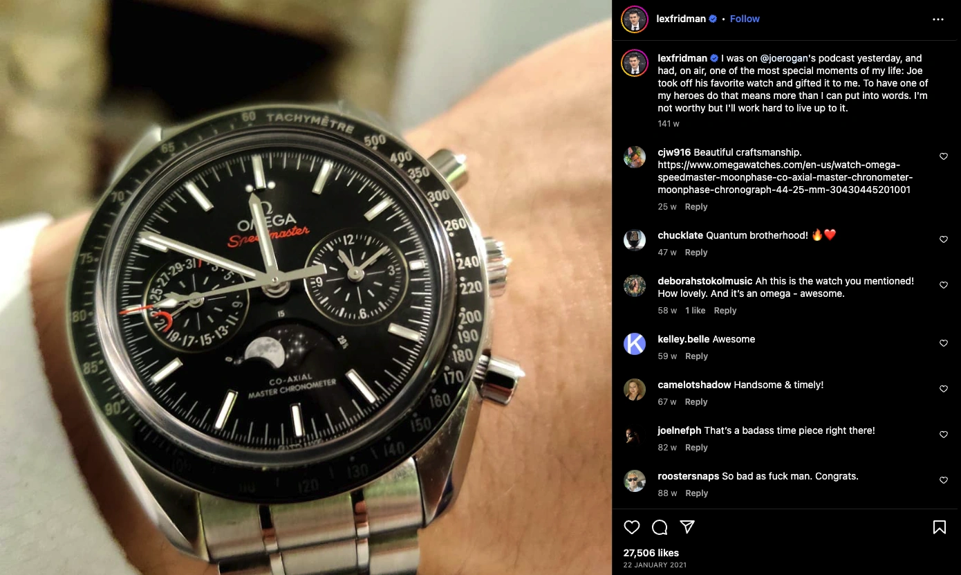 The watch that Joe Rogan gave to Lex Fridman when he appeared on his podcast