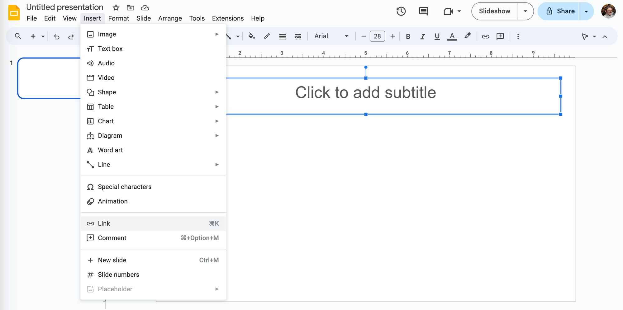 insert url in google slides