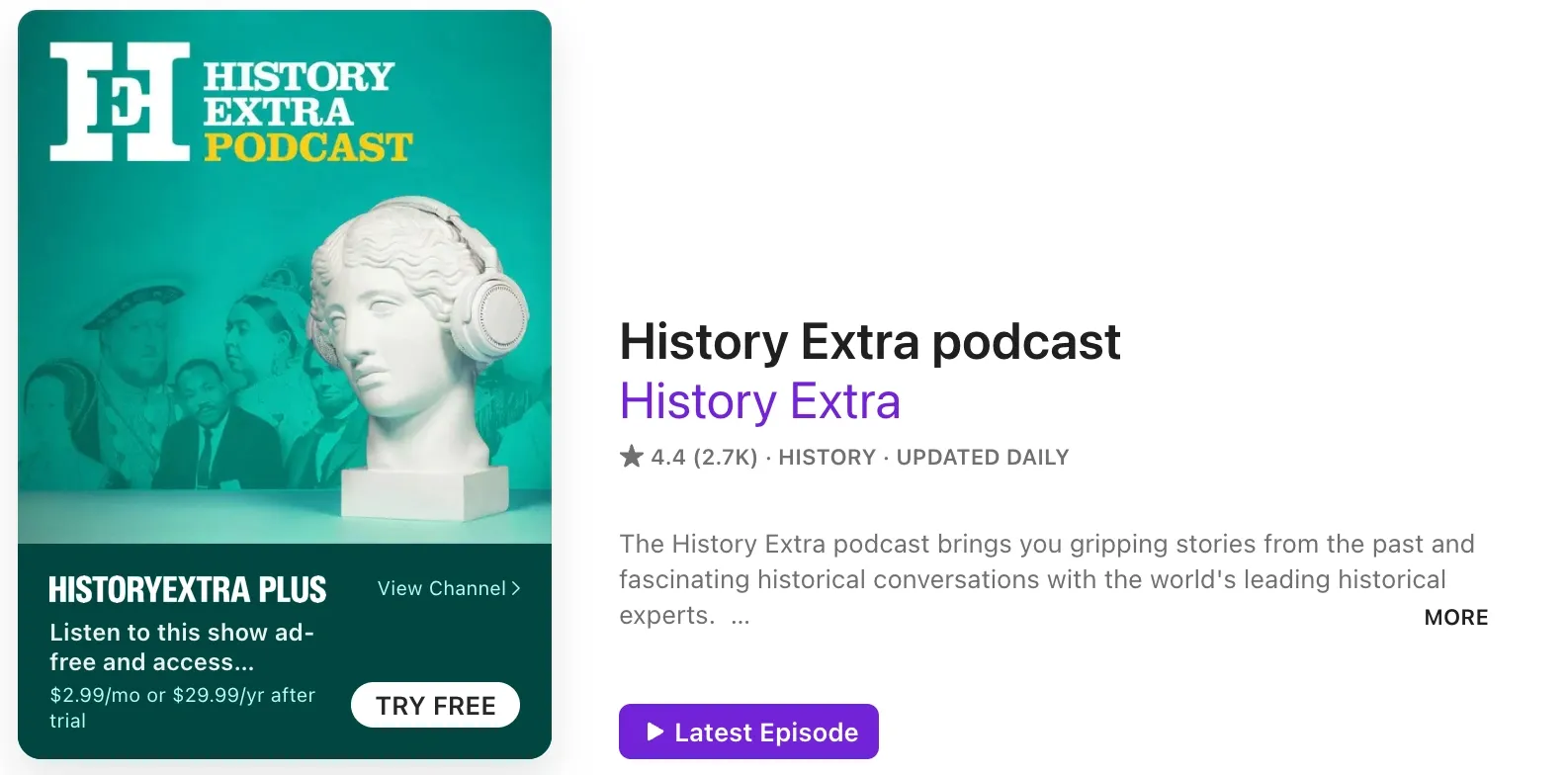 The History Extra Podcast cover featuring a vintage image of historical documents and artifacts