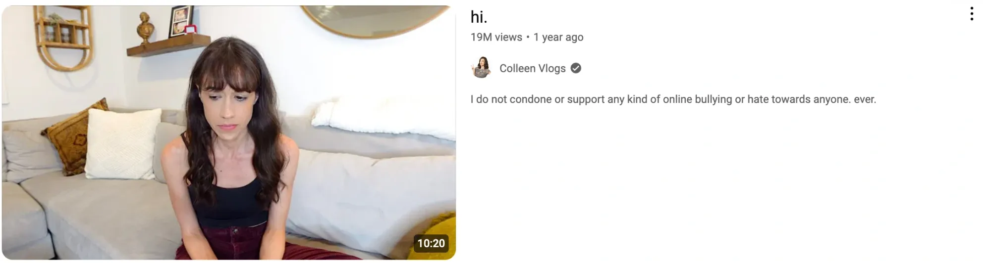 Screenshot of Colleen Ballinger apology video