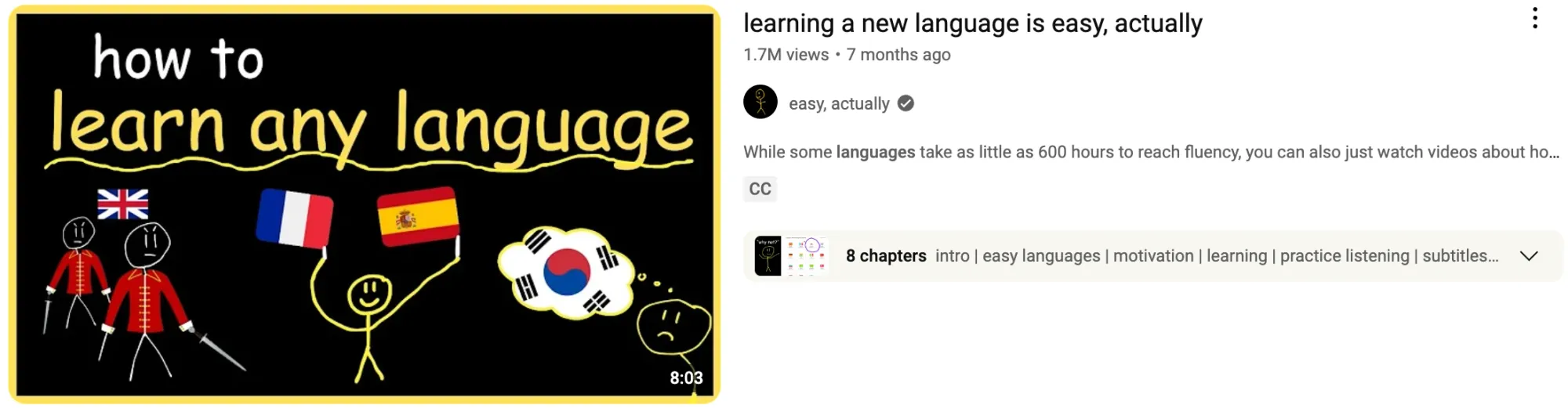 A faceless YouTube video with subtitles and pronunciation guides on-screen, teaching basic phrases in a foreign language.