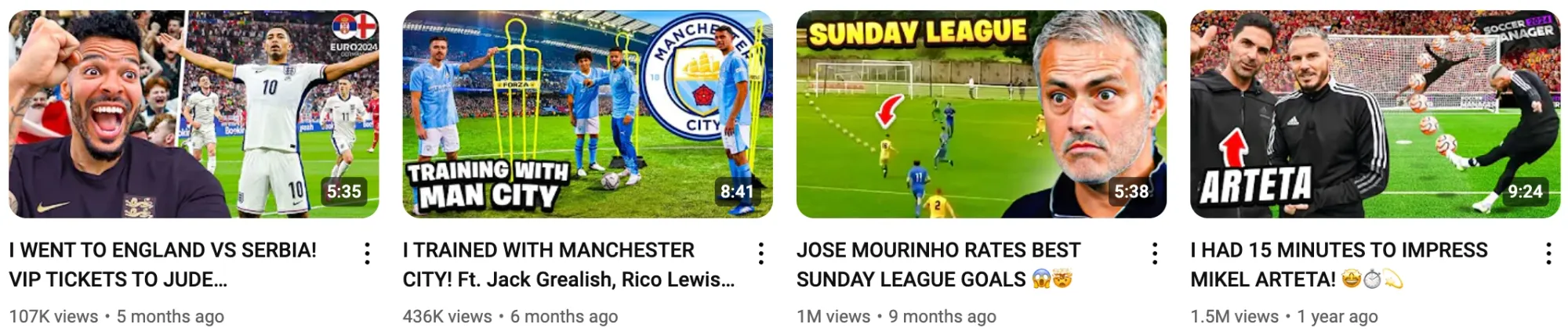 YouTube channel ideas for sports fans, with content on soccer training, Sunday league highlights, and behind-the-scenes footage