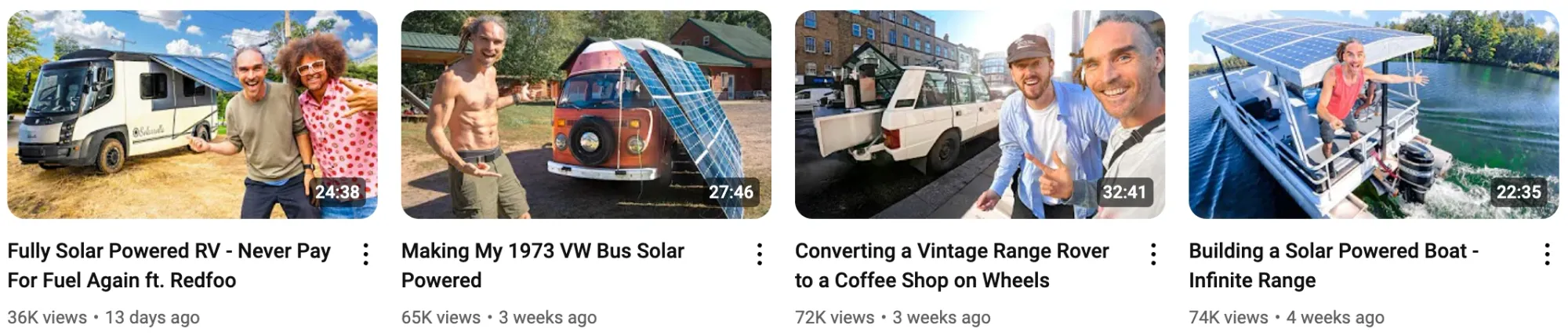 YouTube channel name suggestions for travel vloggers, highlighting solar-powered adventures and creative RV builds