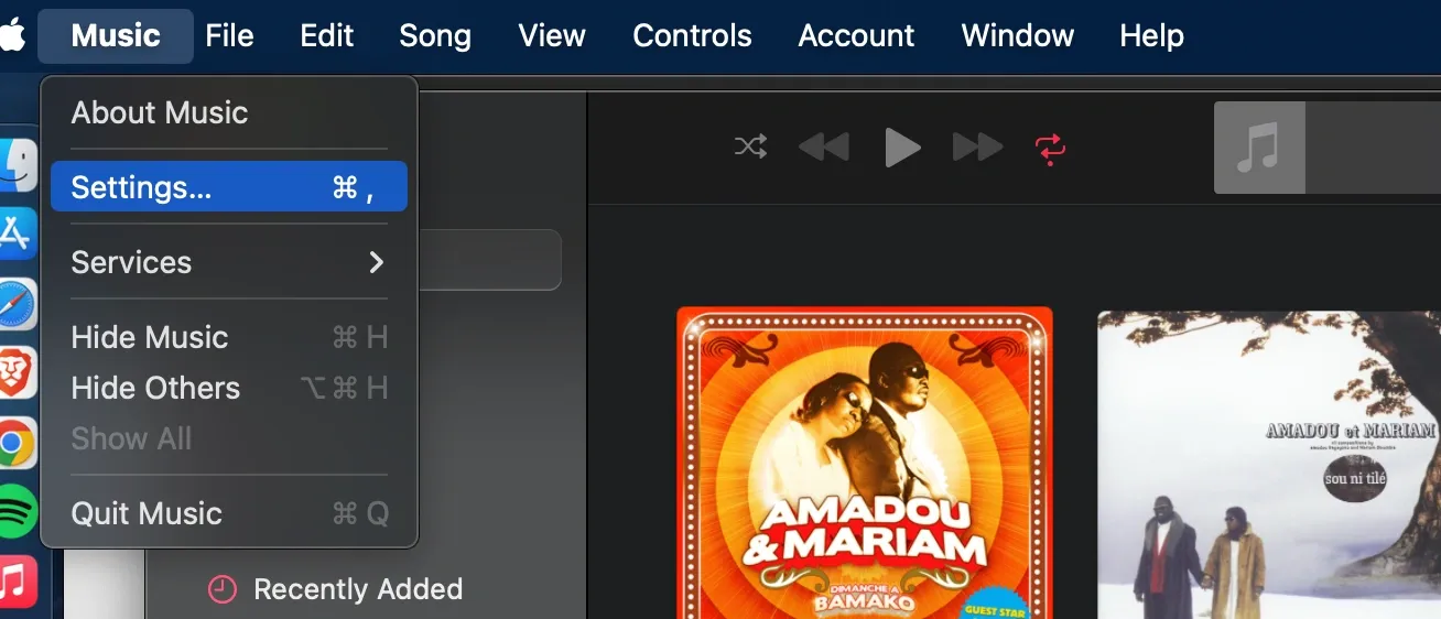 Apple Music settings screen on macOS for configuring M4A to WAV audio conversion.