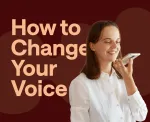 A woman using an iOS software to change her voice to sound like someone else.